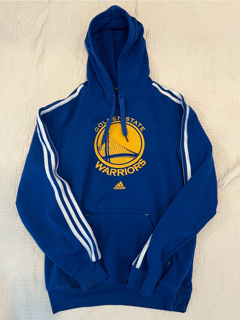 Golden State Warriors NBA Blue Yellow Addidas Hoodie Sweatshirt Size Men’s Small